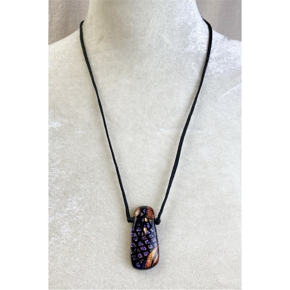 Dichroic art glass pendant necklace - Picture 1 of 5